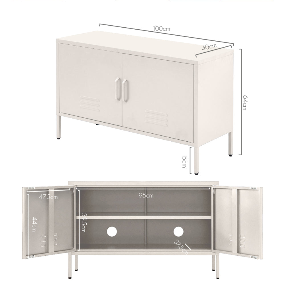 Artiss Buffet Sideboard Metal Cabinet - BASE White 4