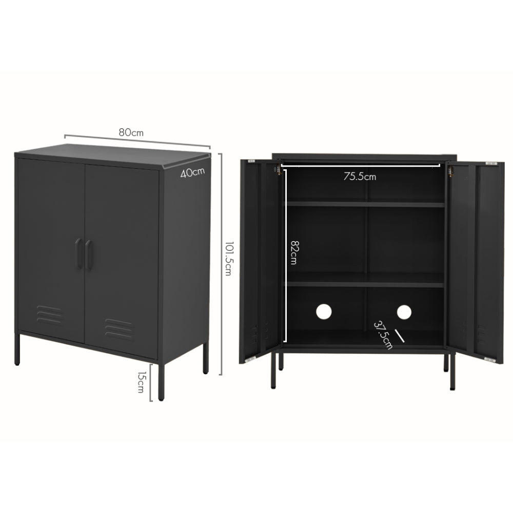 Artiss Buffet Sideboard Metal Cabinet - SWEETHEART Charcoal 4