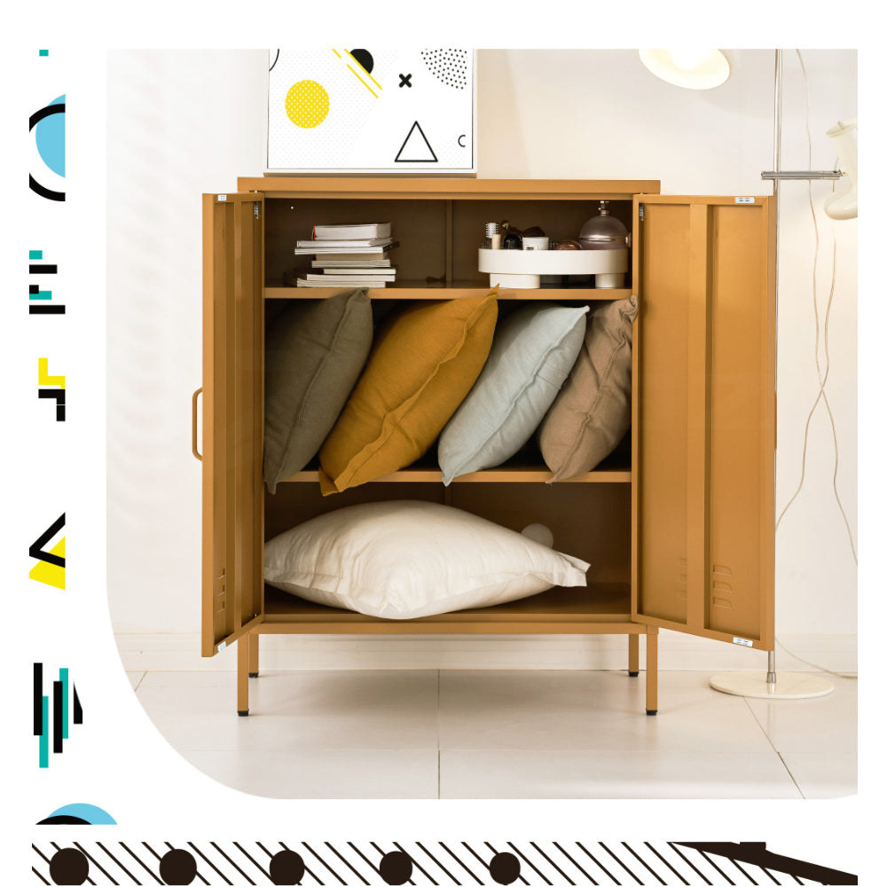 Artiss Buffet Sideboard Metal Cabinet - SWEETHEART Yellow 8