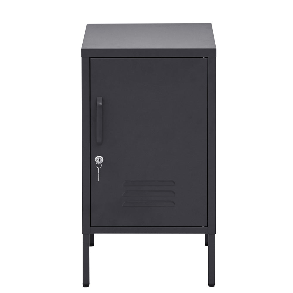 Artiss Bedside Table Metal Cabinet - Black 3