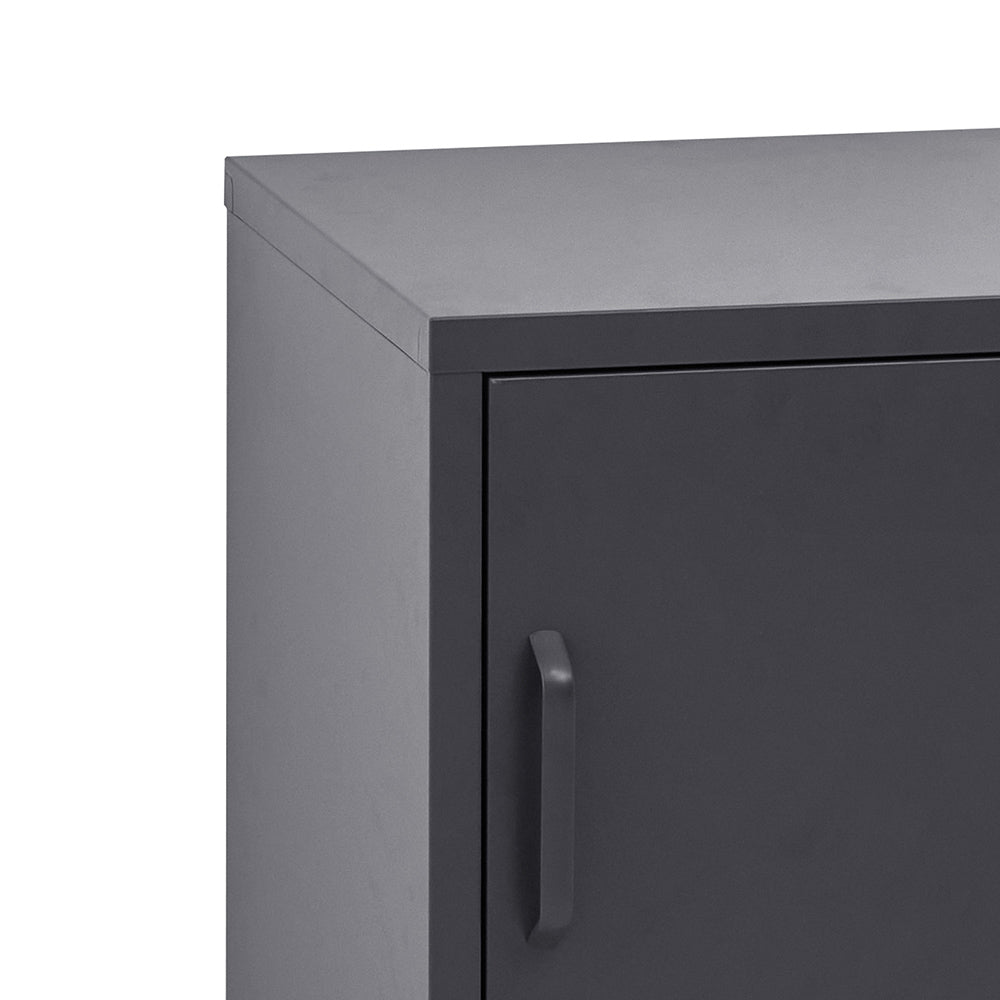 Artiss Bedside Table Metal Cabinet - Black 5