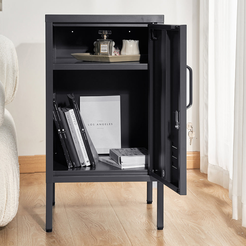 Artiss Bedside Table Metal Cabinet - Black 8