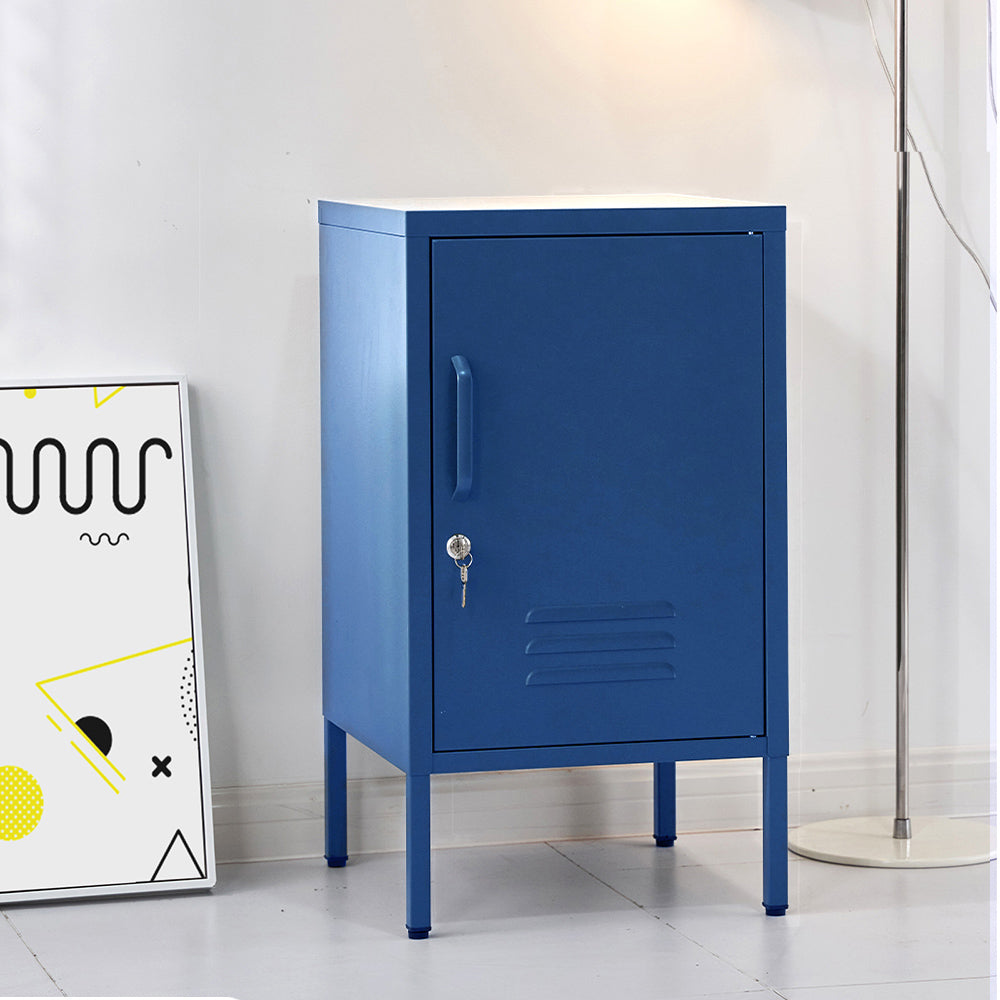 Artiss Bedside Table Metal Cabinet - Blue 7