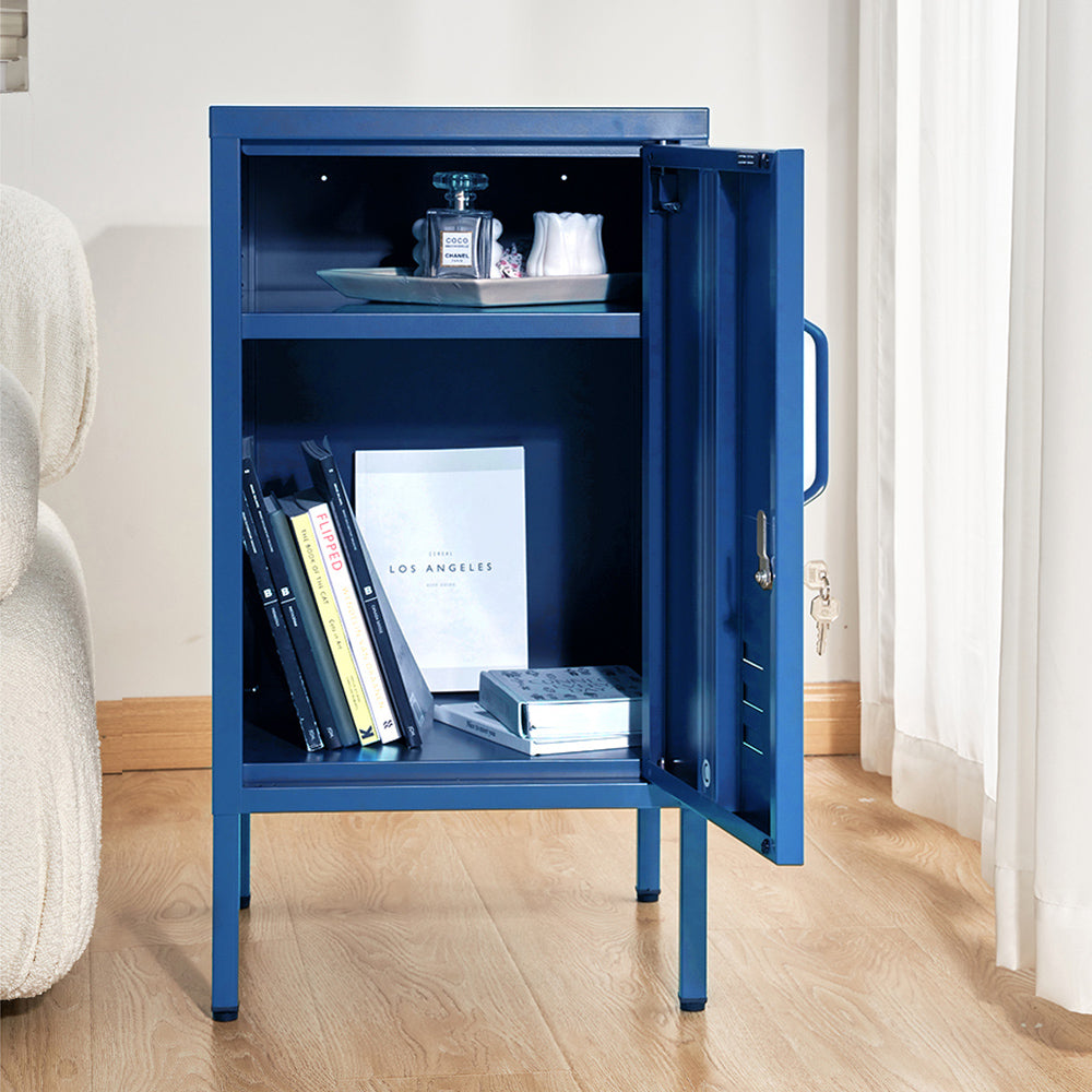 Artiss Bedside Table Metal Cabinet - Blue 8