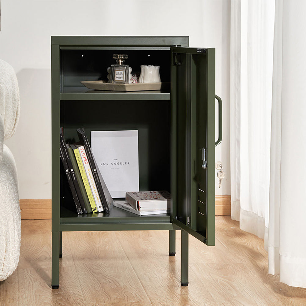 Artiss Bedside Table Metal Cabinet - Green 8