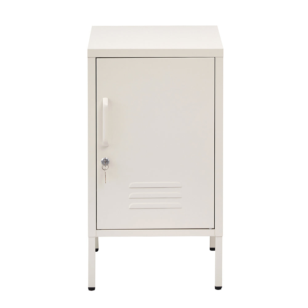 Artiss Bedside Table Metal Cabinet - White 3