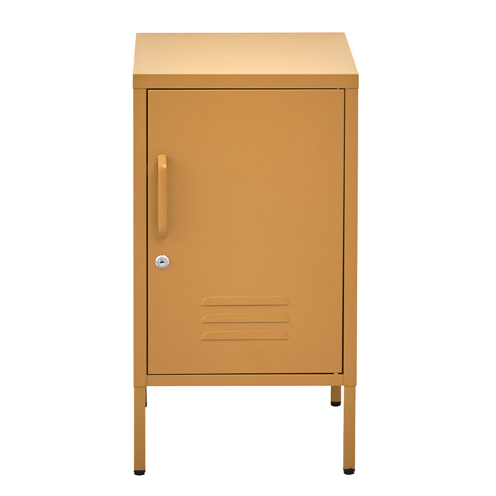 Artiss Bedside Table Metal Cabinet - Yellow 3
