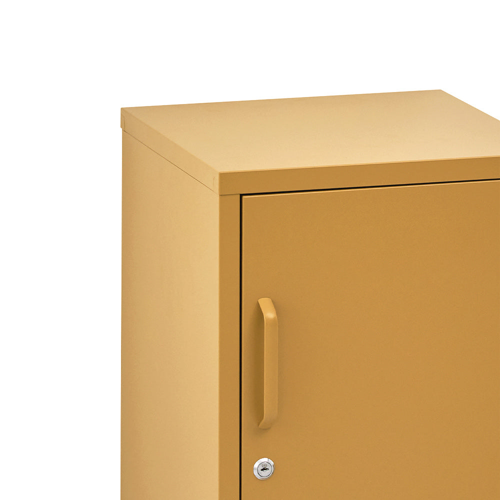 Artiss Bedside Table Metal Cabinet - Yellow 5