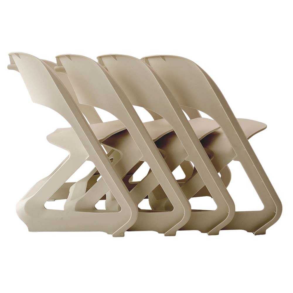 ArtissIn Set of 4 Dining Chairs Office Cafe Lounge Seat Stackable Plastic Leisure Chairs Beige 3
