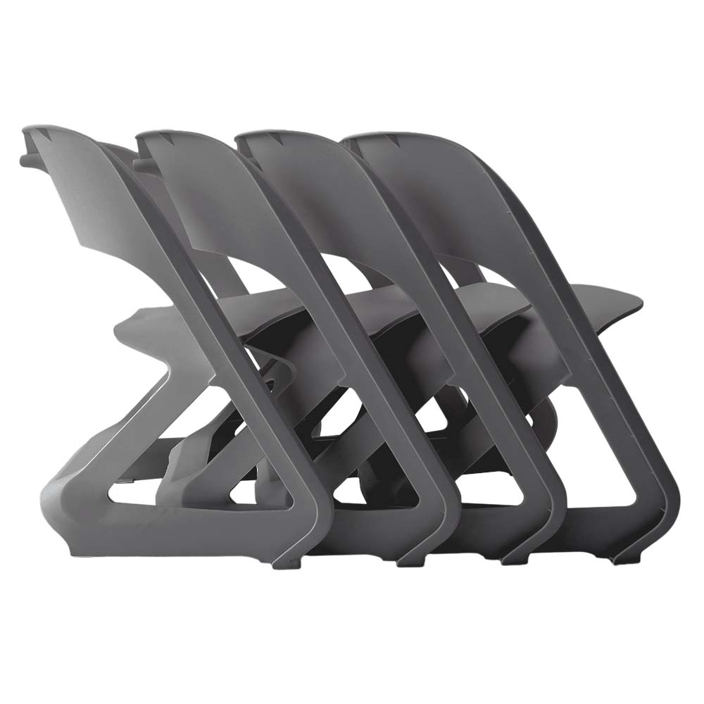 ArtissIn Set of 4 Dining Chairs Office Cafe Lounge Seat Stackable Plastic Leisure Chairs Grey 3