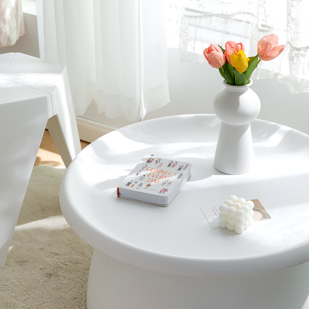 Artiss Coffee Table Round 71CM Plastic White 6