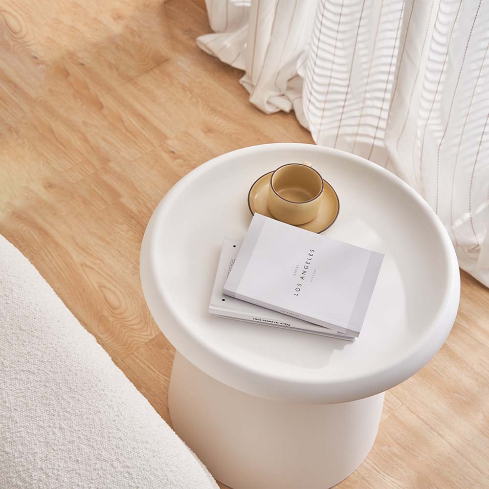 Artiss Coffee Table Round 52CM Plastic White 5