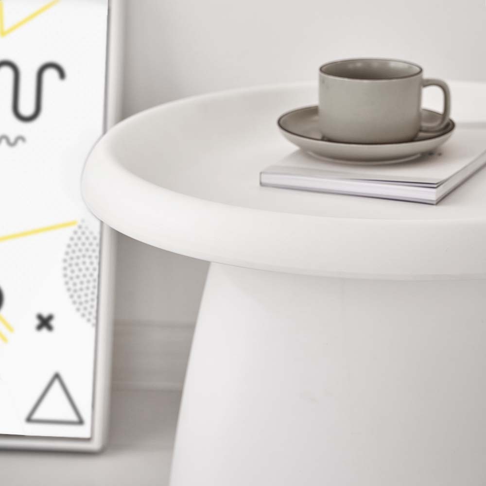 Artiss Coffee Table Round 52CM Plastic White 6