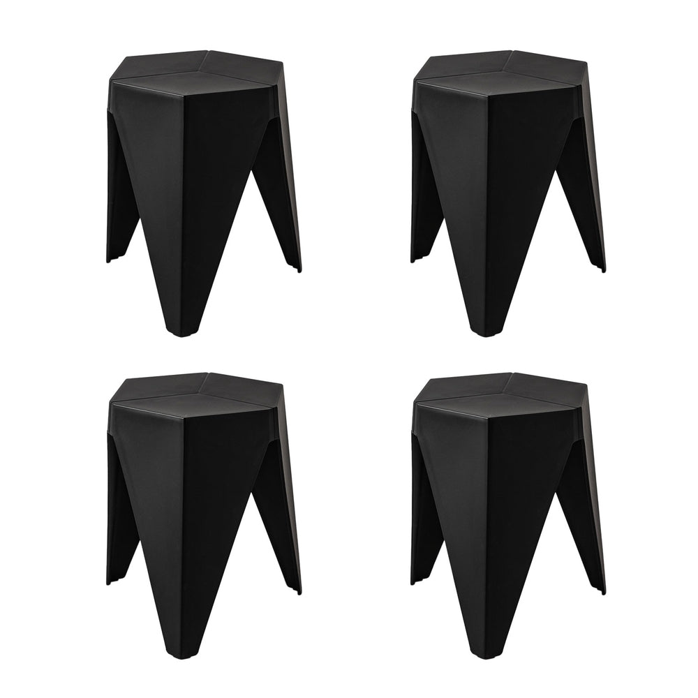 Artiss 4PC Puzzle Stool Plastic Bar Stools Stackable Black 5