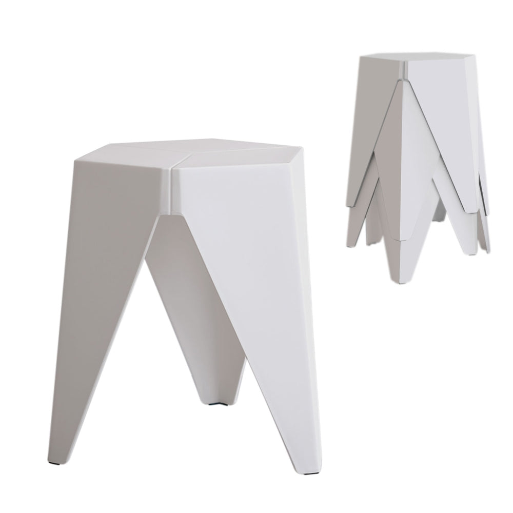 Artiss 4PC Puzzle Stool Bar Stools Stackable White 7