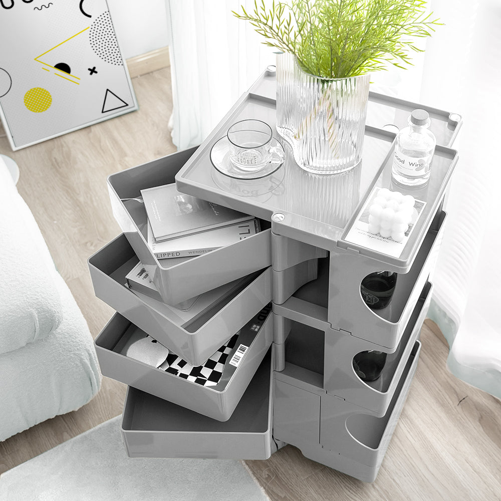 ArtissIn Storage Trolley Bedside Table 5 Tier Cart Boby Replica Grey 7