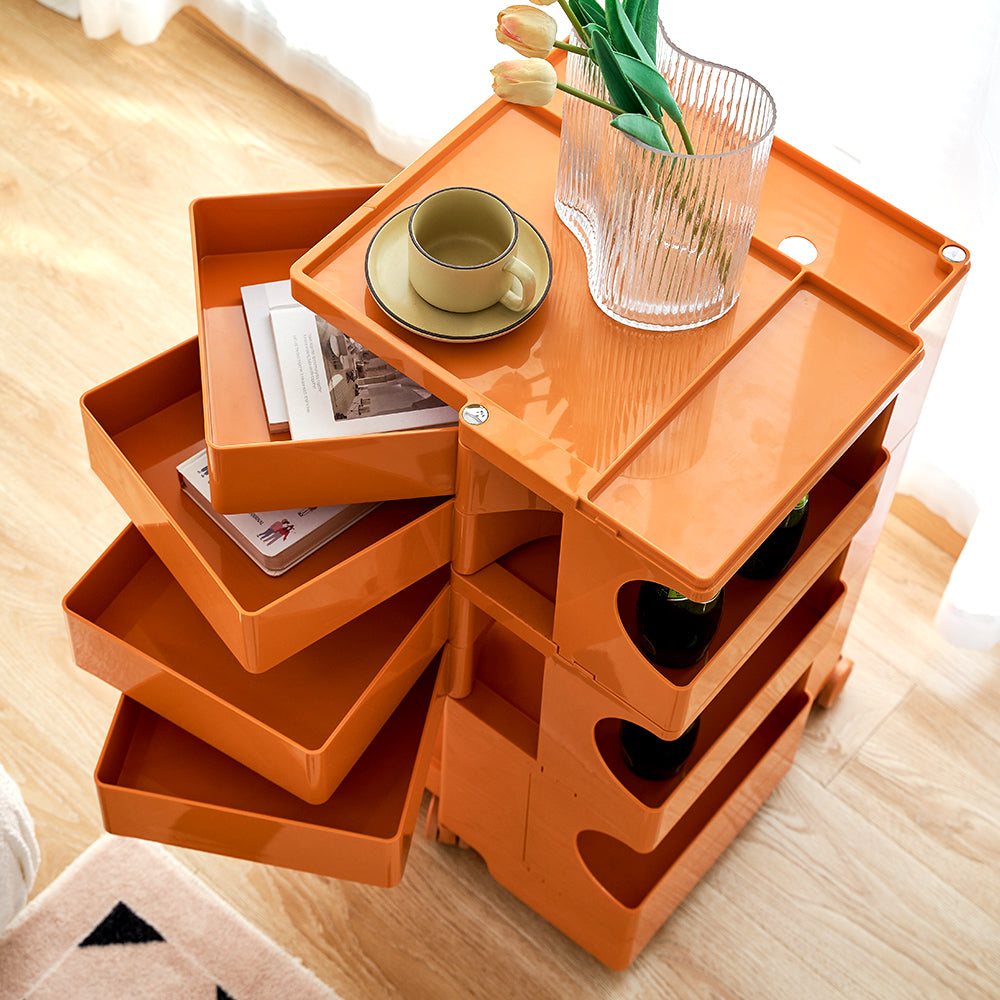 Artiss Storage Trolley Bedside Table 5 Tier Cart Boby Replica Orange 5