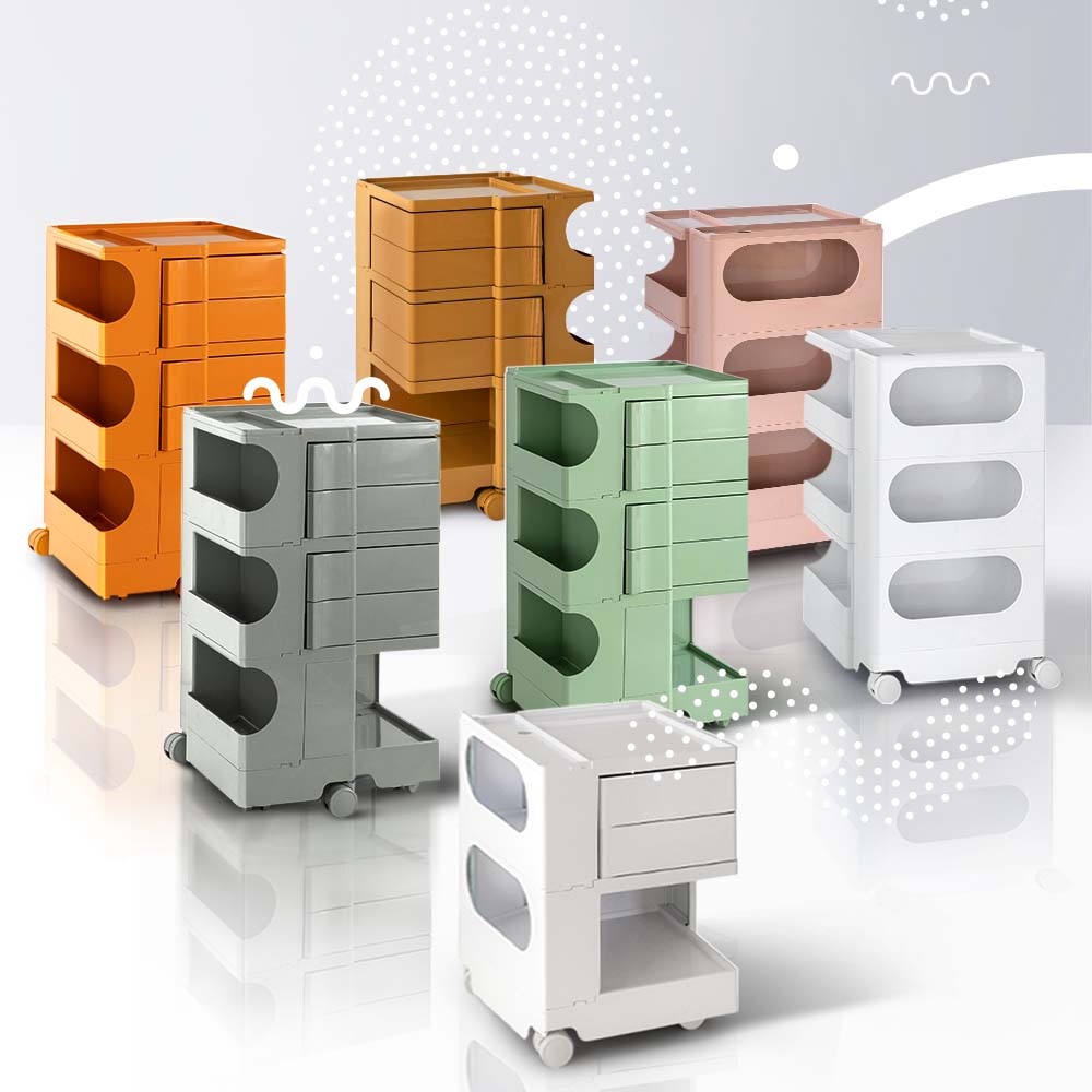 Artiss Storage Trolley Bedside Table 5 Tier Cart Boby Replica Orange 6