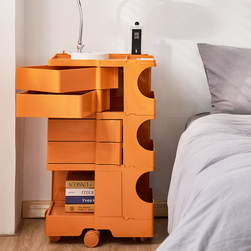 Artiss Storage Trolley Bedside Table 5 Tier Cart Boby Replica Orange 8