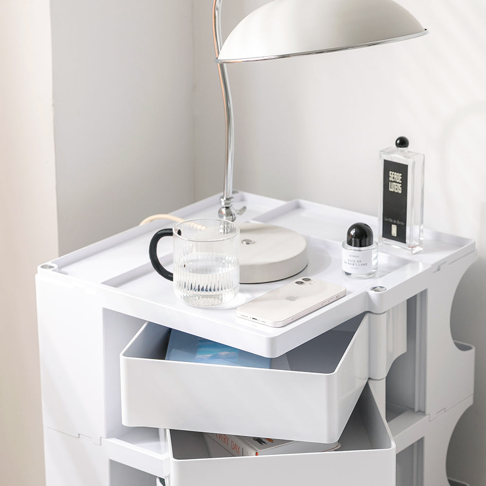Artiss Storage Trolley Cart Bedside Table 5 Tier White 4