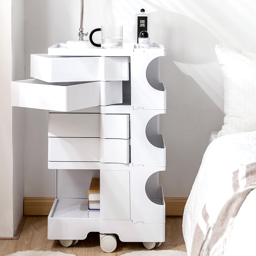 Artiss Storage Trolley Cart Bedside Table 5 Tier White 8