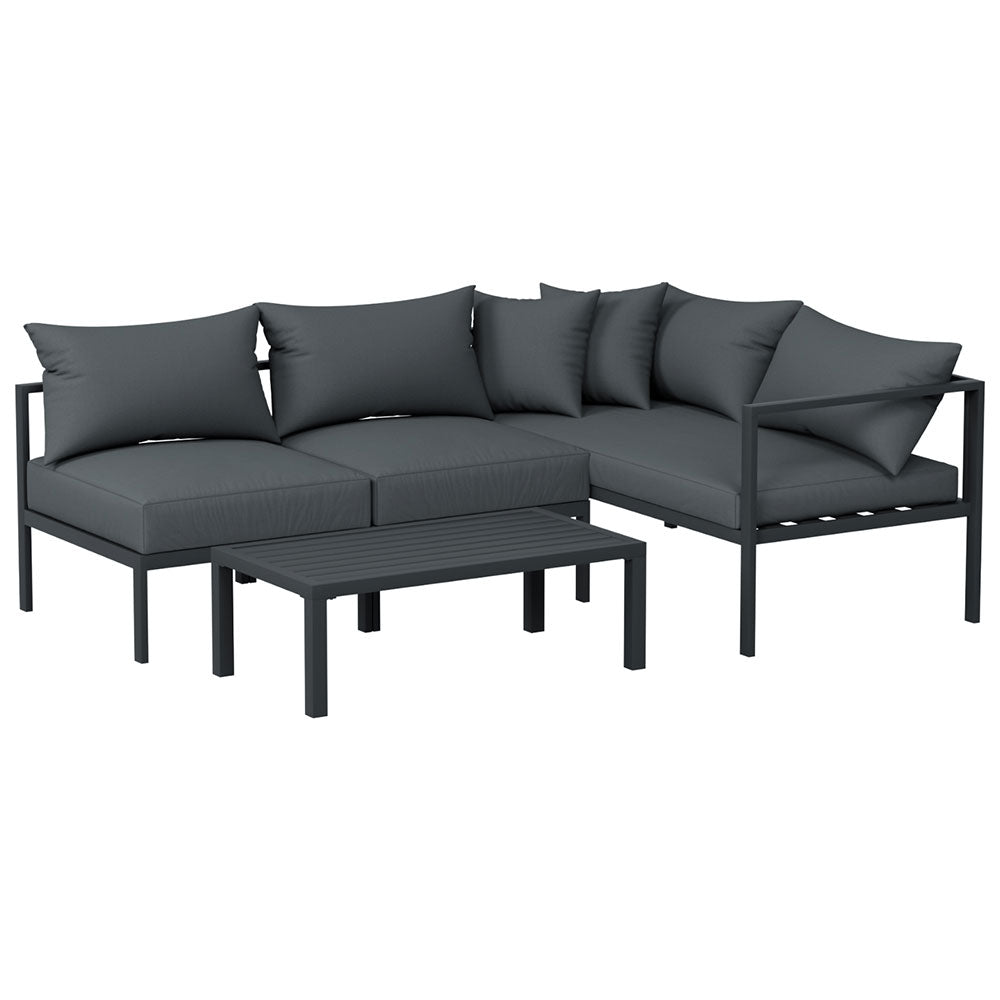 Gardeon 4 Seater Outdoor Sofa Set Aluminium Patio Furniture Setting 4PC Charcoal 7