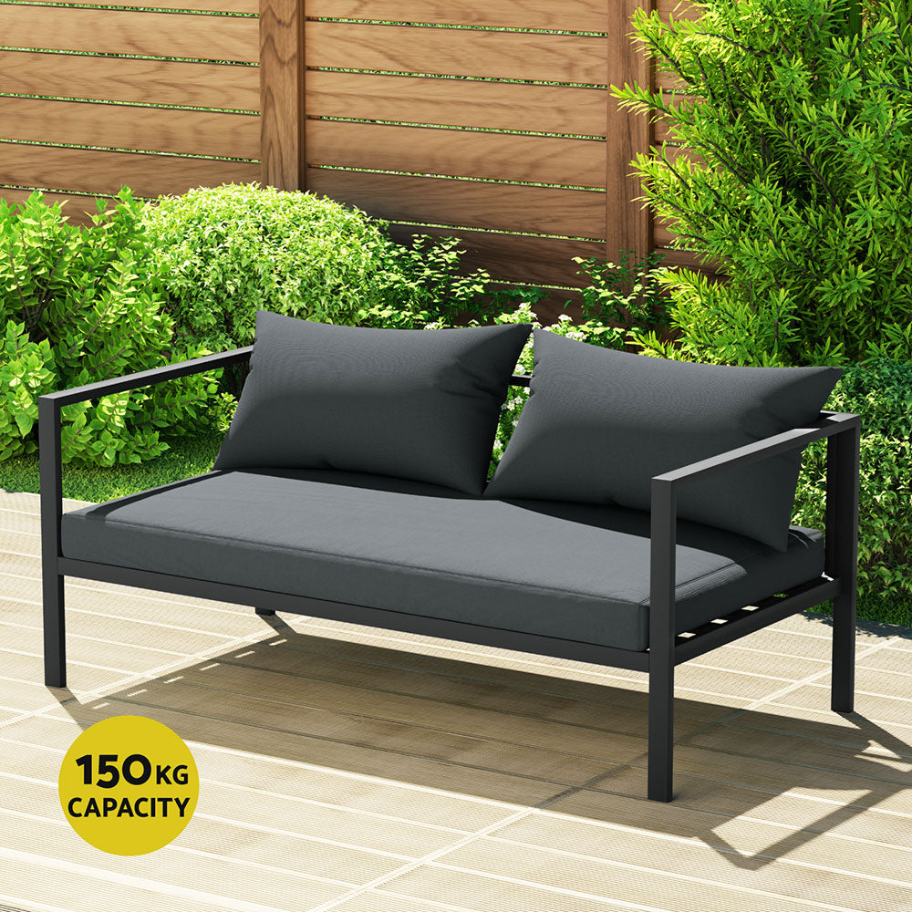Gardeon 4 Seater Outdoor Sofa Set Aluminium Patio Furniture Setting 4PC Charcoal 6
