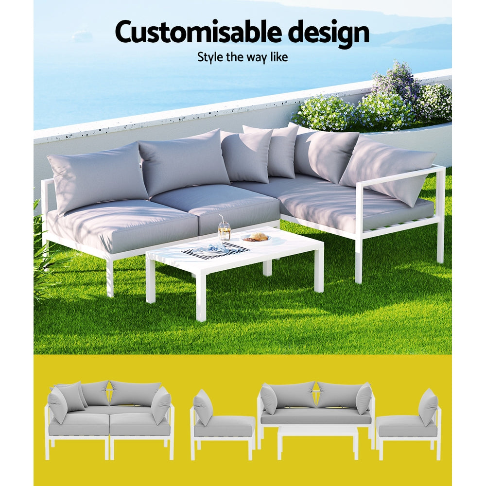 Gardeon 4 Seater Outdoor Sofa Set Aluminium Lounge Setting 4