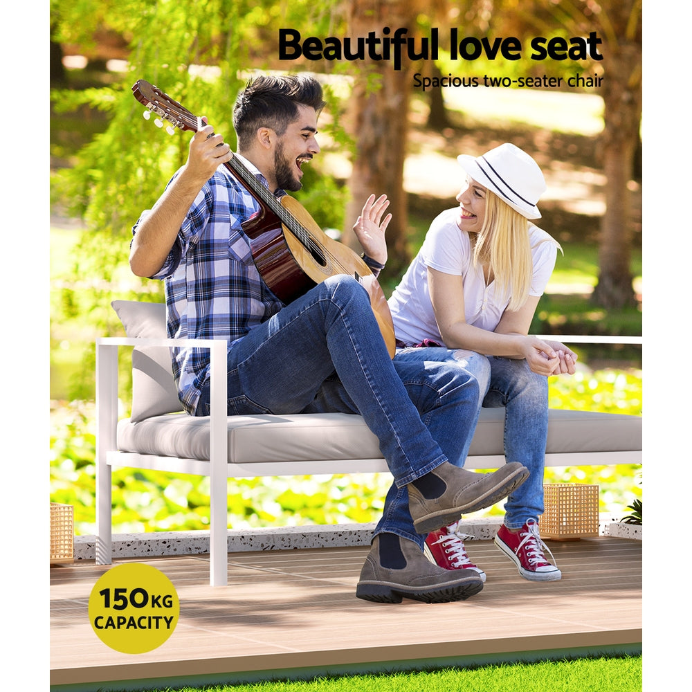 Gardeon 4 Seater Outdoor Sofa Set Aluminium Lounge Setting 5