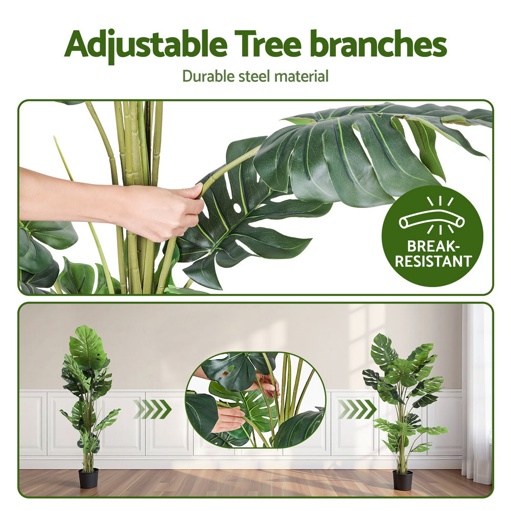 Artiss 140cm Artificial Monstera Tree Faux Trees Indoor Decor Artificial Plants Lifelike Plant 1.4M 5