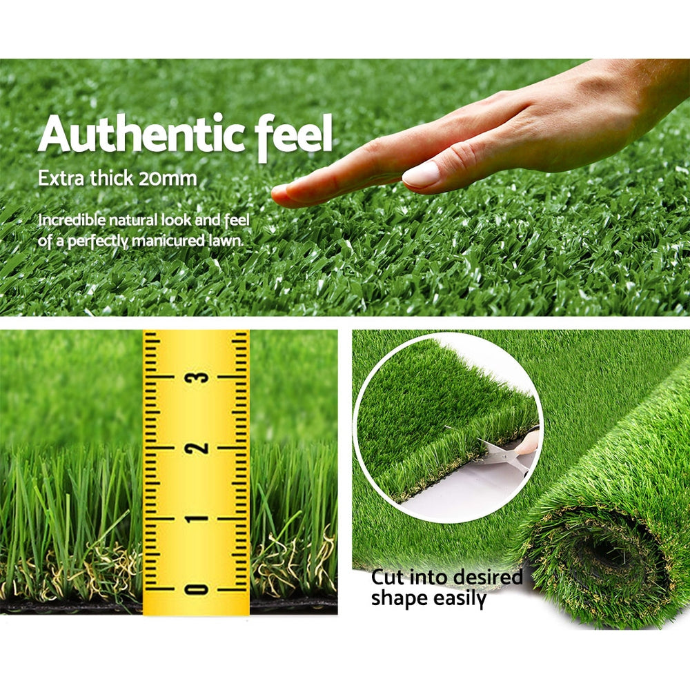 Prime Turf Artificial Grass 60SQM 30mm Synthetic Fake Lawn Turf Plastic Plant 4-coloured 2mx5m 6