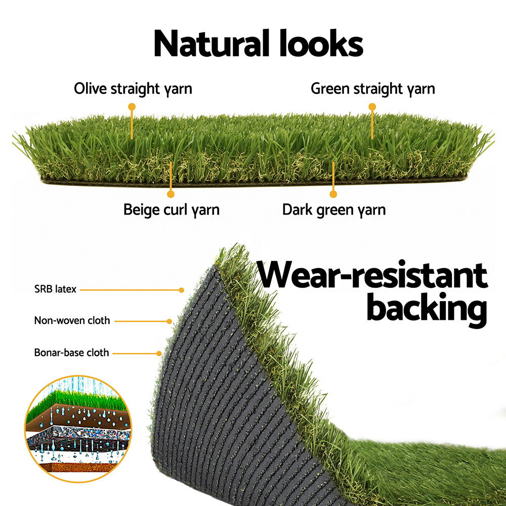 Prime Turf Artificial Grass 35mm 1mx10m Synthetic Fake Lawn Turf Plastic Plant 4-coloured 6