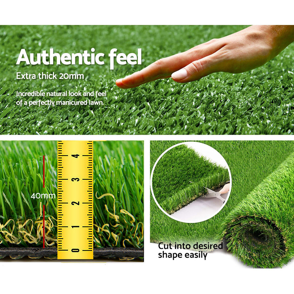 Prime Turf Artificial Grass 40mm 1mx10m Synthetic Fake Lawn Turf Plastic Plant 4-coloured 6