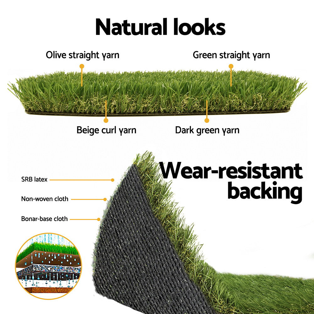 Prime Turf Artificial Grass 45mm 1mx10m Synthetic Fake Lawn Turf Plastic Plant 4-coloured 6