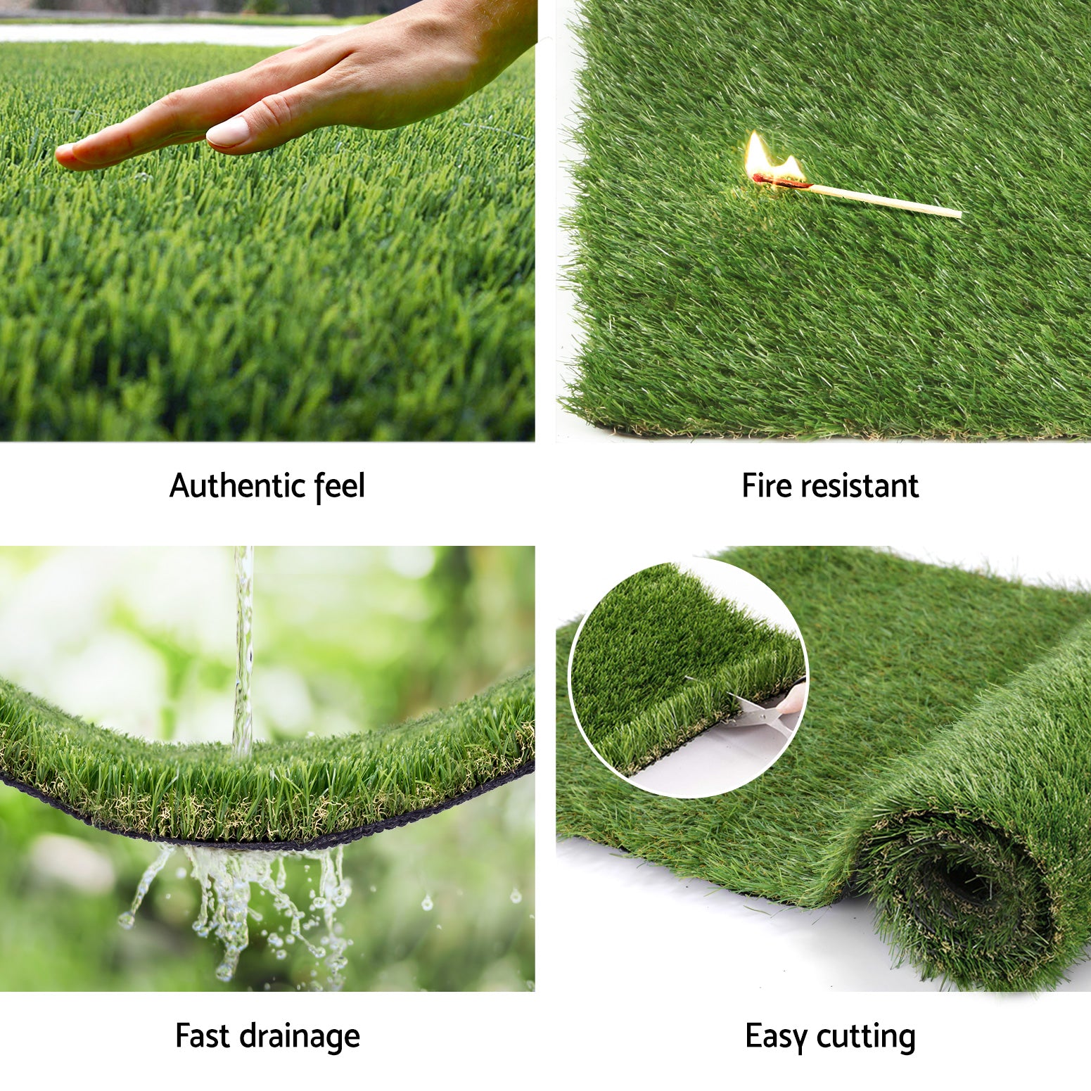 Prime Turf Artificial Grass 30mm 2mx5m 40SQM Synthetic Fake Lawn Turf Plastic Plant 4-coloured 5
