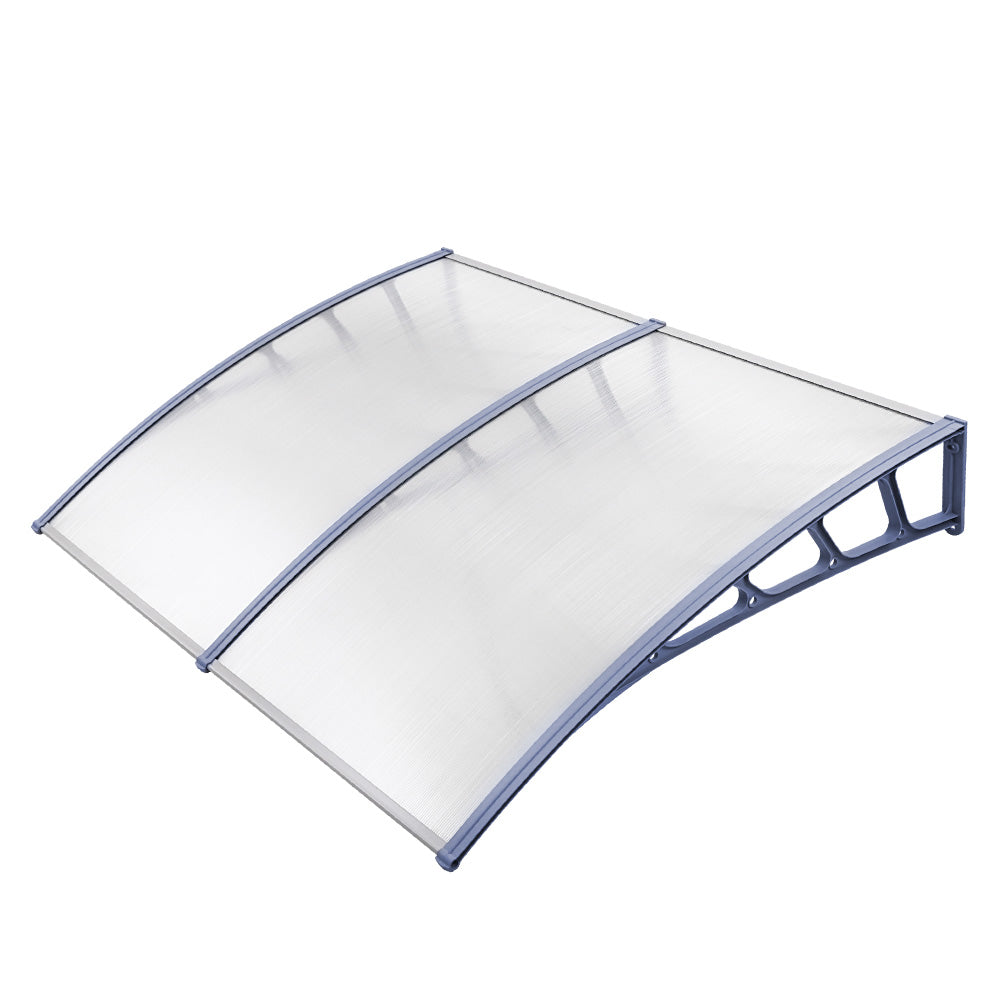 Instahut Window Door Awning Canopy 1.5mx2m Transparent Sheet Grey Plastic Frame 7