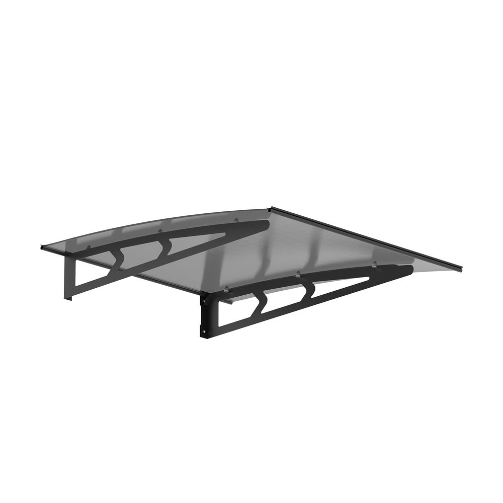 Instahut Window Door Awning Canopy 1mx1m Grey Solid Sheet Metal Frame 7