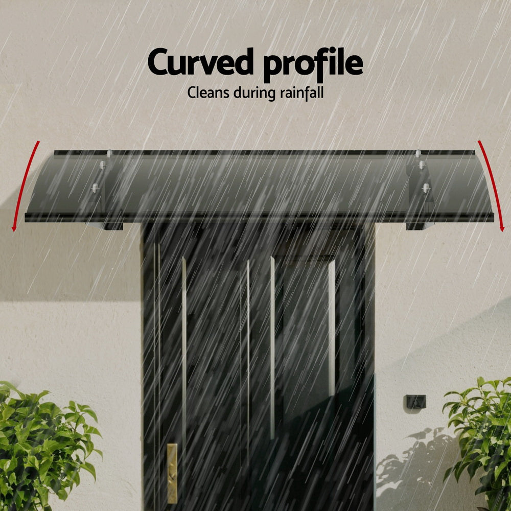 Instahut Window Door Awning Canopy 1mx1m Grey Solid Sheet Metal Frame 5