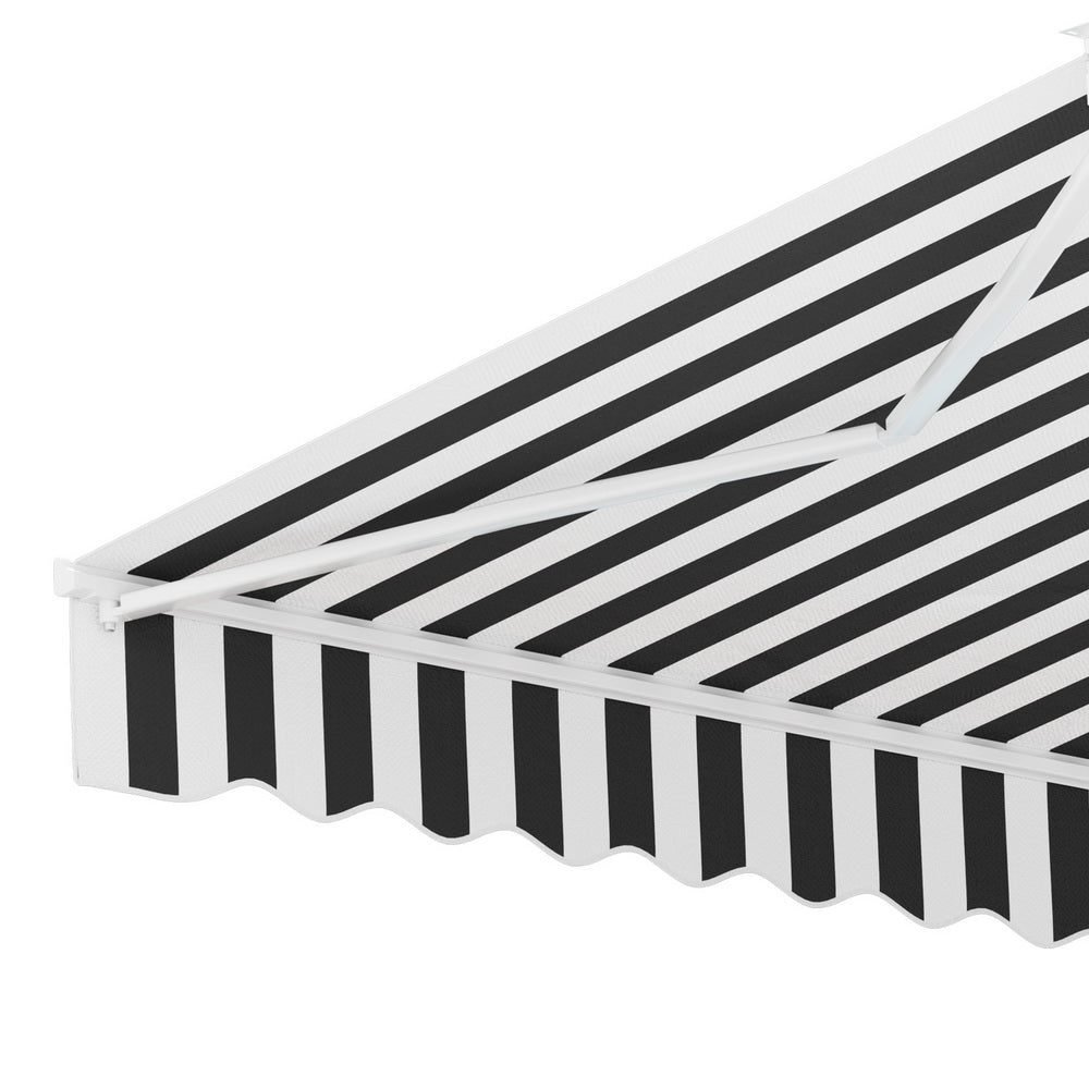 Instahut Retractable Folding Arm Awning Manual Sunshade 3Mx2.5M Grey White 3
