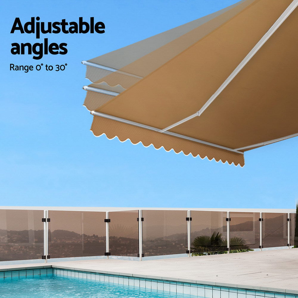 Instahut Retractable Folding Arm Awning Motorised Remoter Sunshade 2.5Mx2M Beige 7
