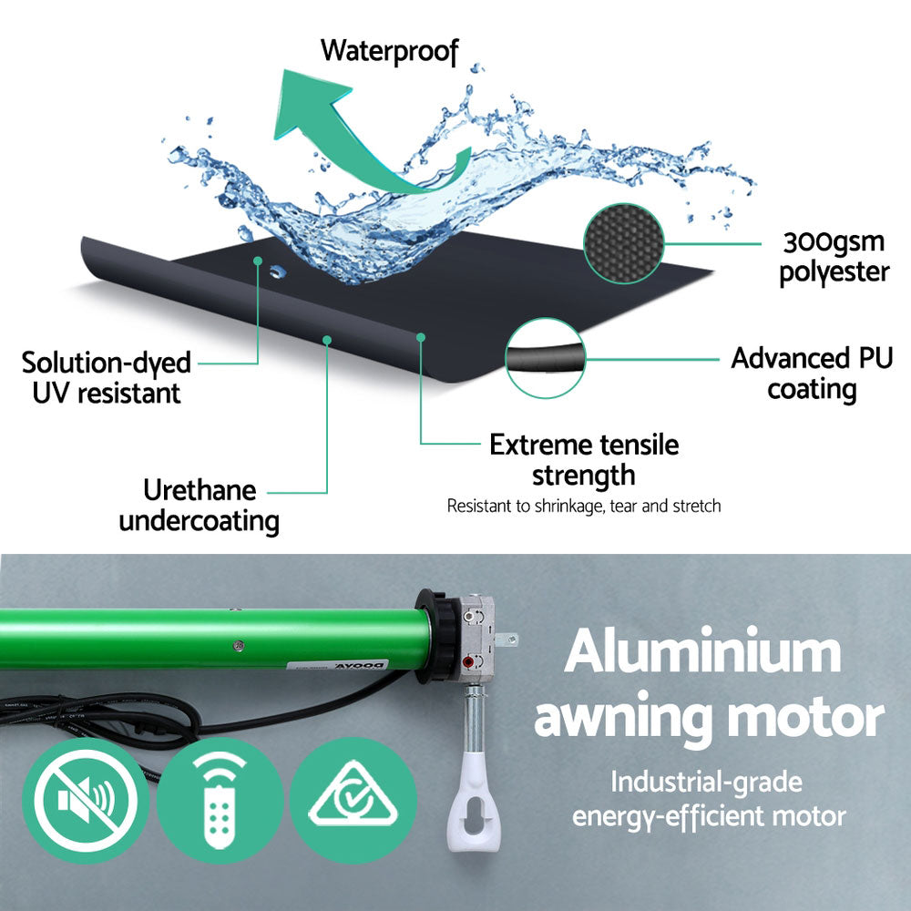 Instahut Retractable Folding Arm Awning Motorised Sunshade 2.5Mx2M Grey 5