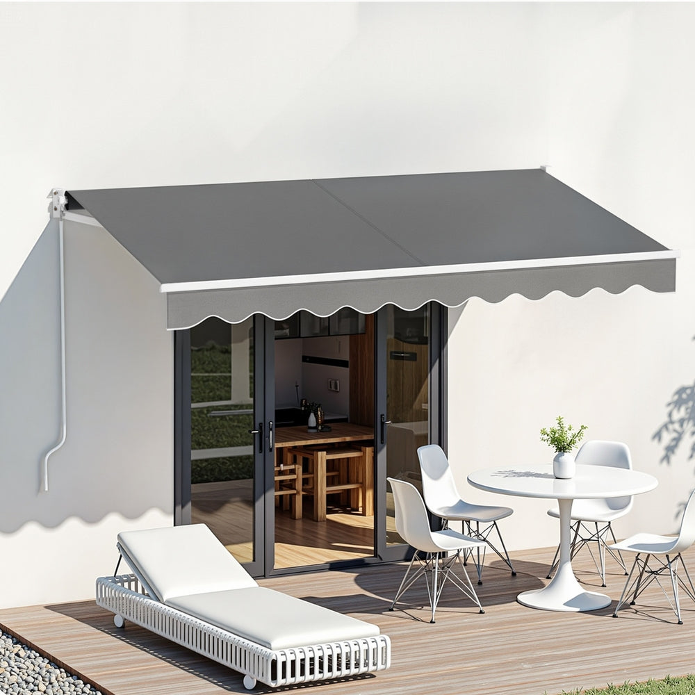 Instahut Retractable Folding Arm Awning Motorised Sunshade 3M X 2M Grey 7