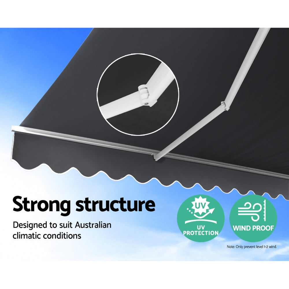 Instahut Retractable Folding Arm Awning Motorised Sunshade 3Mx2.5M Grey 4