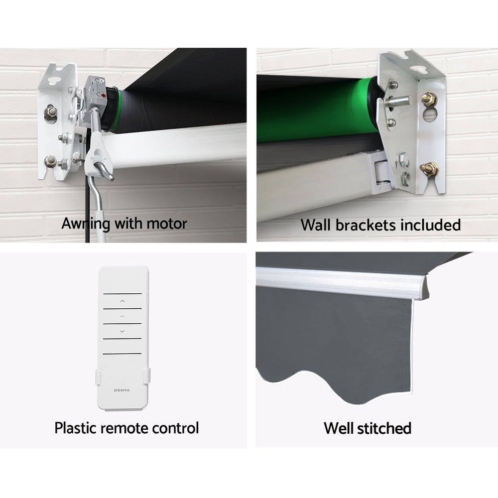 Instahut Retractable Folding Arm Awning Motorised Sunshade 3Mx2.5M Grey 6