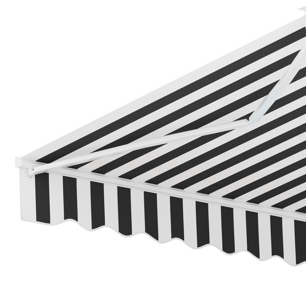 Instahut Retractable Folding Arm Awning Motorised Sunshade 3Mx2.5M Grey White 3
