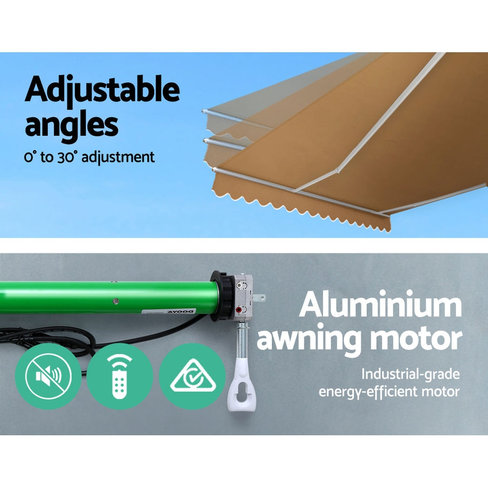 Instahut Retractable Folding Arm Awning Motorised Sunshade 4Mx2.5M Beige 4