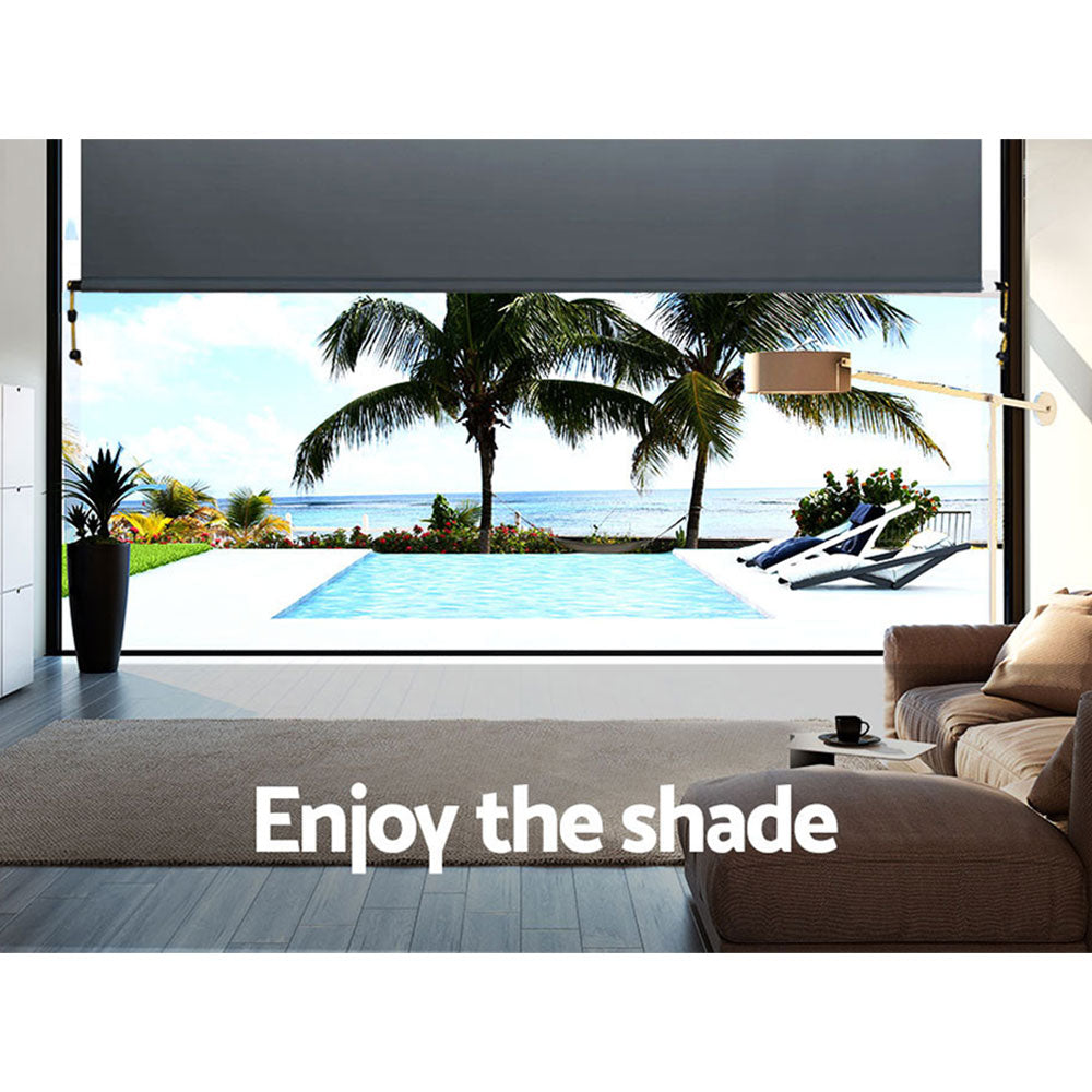 Instahut 2.4X2.5M Outdoor Blinds Awning Roll Down Canopy Retractable Outdoor Blinds Window Shade Grey 5