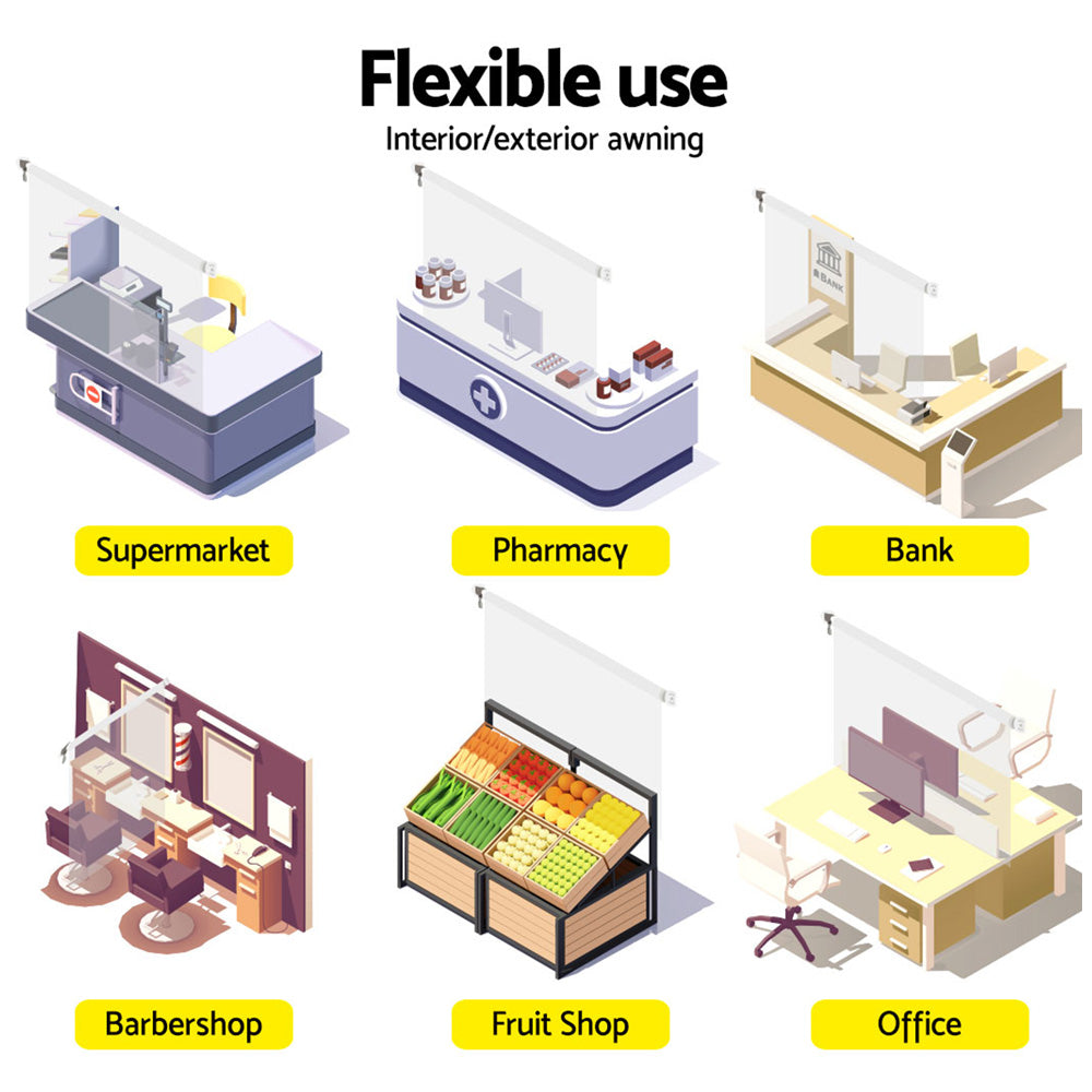 Instahut 1.5X2.4M Outdoor Blinds Clear Roll Down Awning Retractable Outdoor Blinds Water Wind Proof Transparent 4