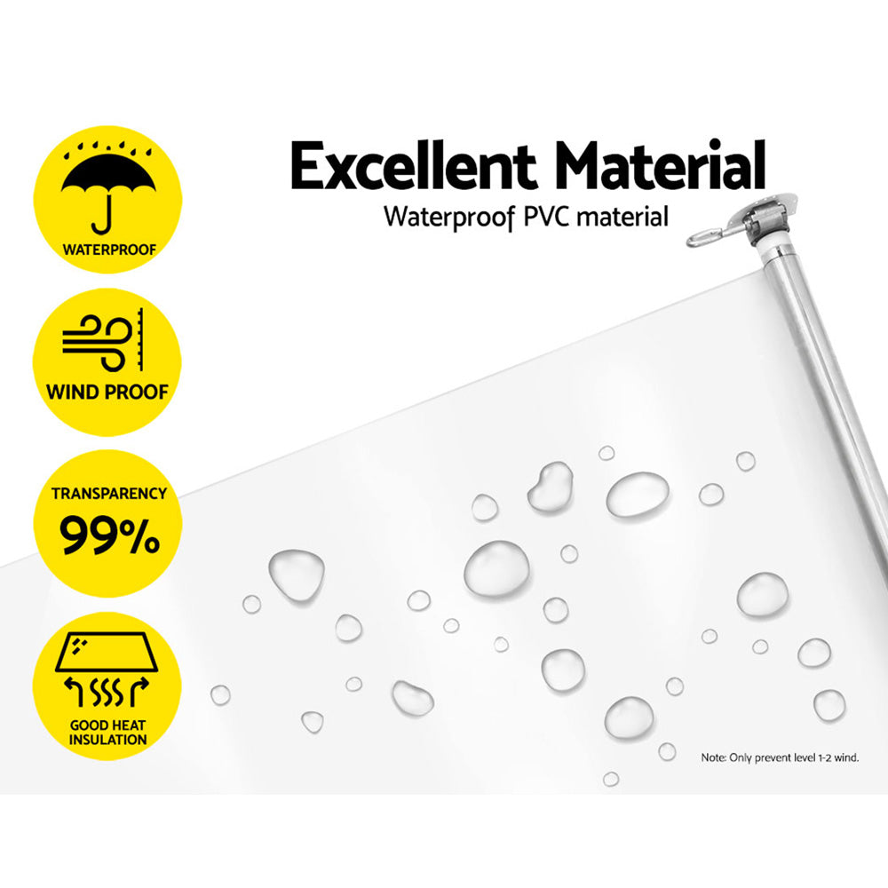 Instahut 1.5X2.4M Outdoor Blinds Clear Roll Down Awning Retractable Outdoor Blinds Water Wind Proof Transparent 5