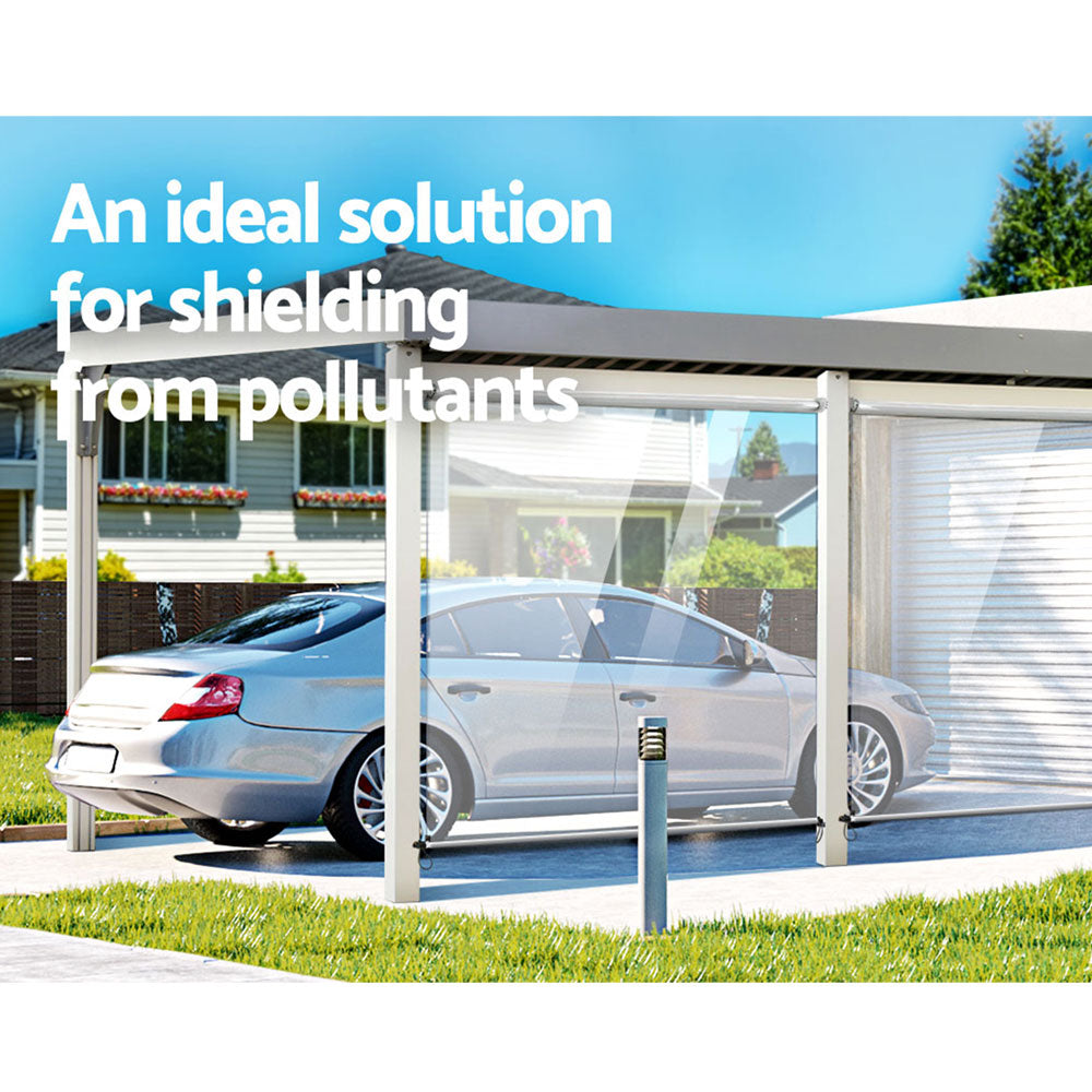 Instahut 1.5X2.4M Outdoor Blinds Clear Roll Down Awning Retractable Outdoor Blinds Water Wind Proof Transparent 7